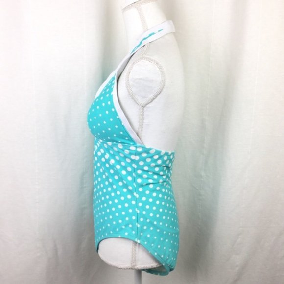 La Blanca Blue and White One Piece Swimsuit Halter Style - Picture 2 of 6